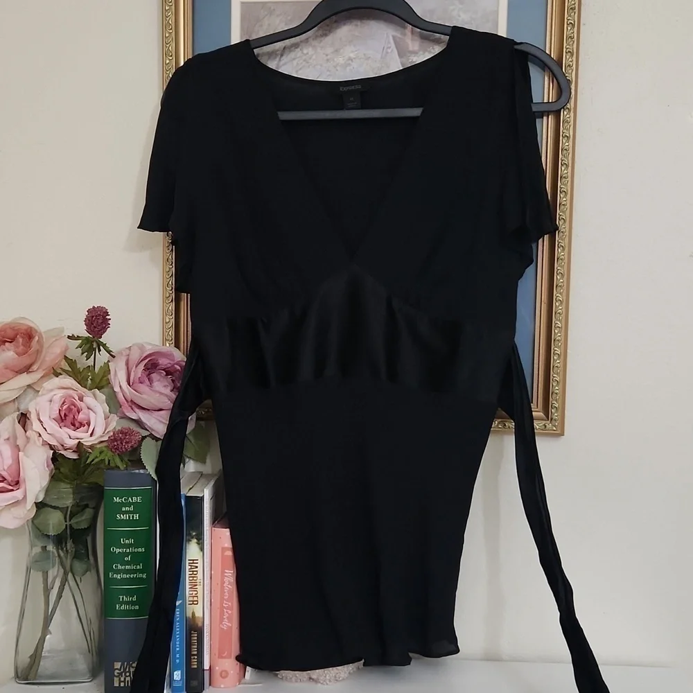 Sexy Y2K 100%Silk Black Waist Defined Size Medium Sexy Flirty Feminine Whimsical - Picture 6 of 12